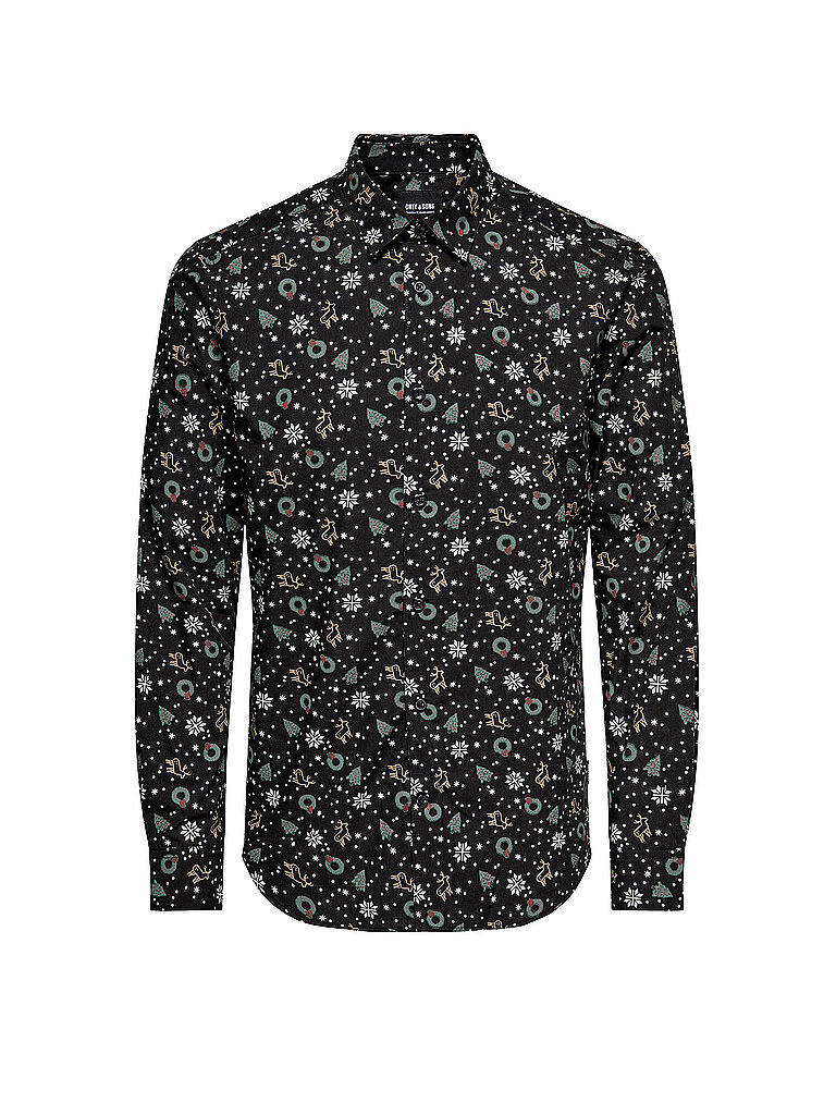 ONLY & SONS Hemd Regular Fit ONSXMAS  schwarz | XL